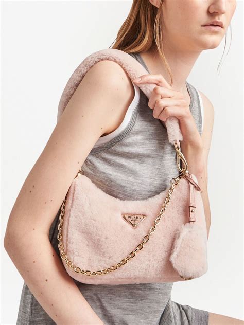 Prada Re Edition Shearling Mini Bag Pink Farfetch Uk