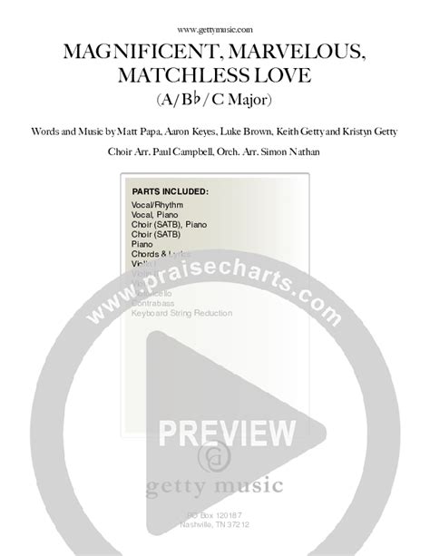 Magnificent Marvelous Matchless Love Keith Kristyn Getty Praisecharts