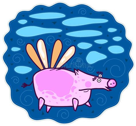 Pink Pig Flying stock vector. Illustration of cartoon - 10088626