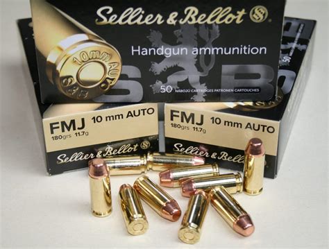 Munitions Sellier Bellot Cal 10mm Auto FMJ Flat Point 180 Grs Par 50