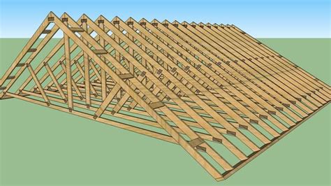 Large Preview Of 3d Model Of Roof Trusses Wstrapping Roof Trusses