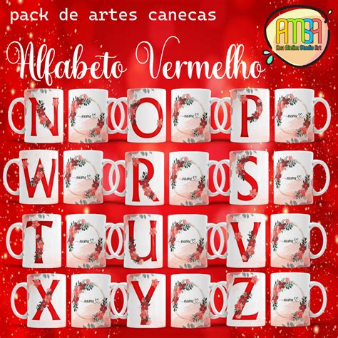 ESTAMPAS ALFABETO VERMELHO CANECA Ana Melim Studio Art