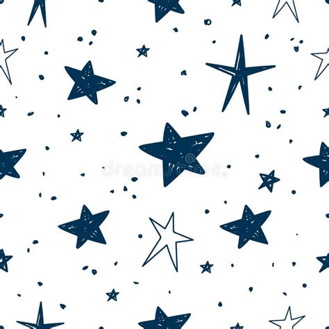 Hand Drawn Stars Vector Pattern Stock Vector Illustration Of Stroke