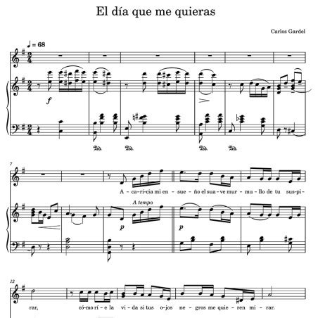 El D A Que Me Quieras Voice Piano Tango Carlos Gardel Sheets