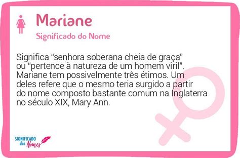 Significado Do Nome Mariane Significado Dos Nomes