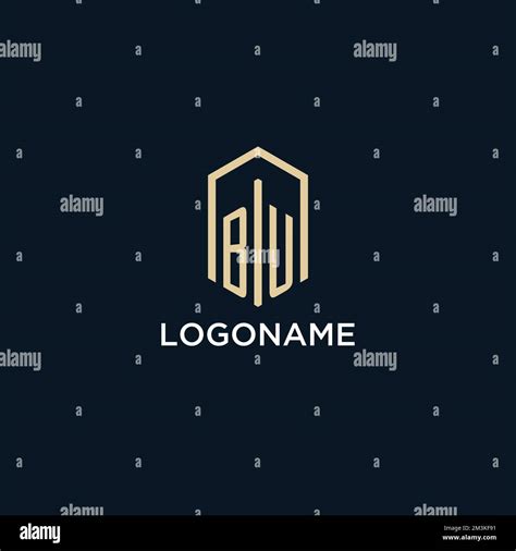 Bu Initial Monogram Logo With Hexagonal Shape Style Real Estate Logo