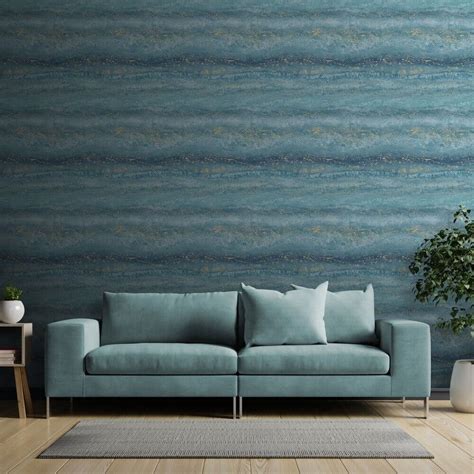 Muriva Semper Marble Teal Gold Wallpaper Feature Metallic Granite Stone