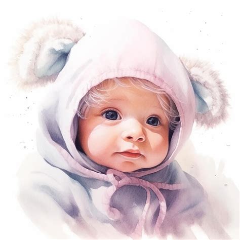 Premium Ai Image Adorable Baby On Watercolor Illustration