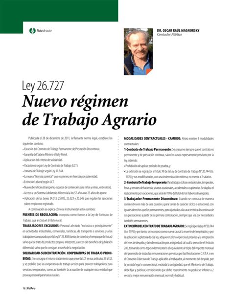 Nuevo régimen de Trabajo Agrario