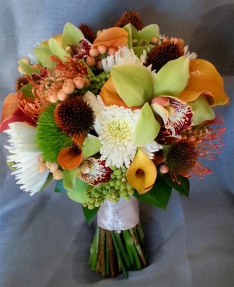 Sunset Colored Wedding Bouquets Dahlia Floral Design Wedding