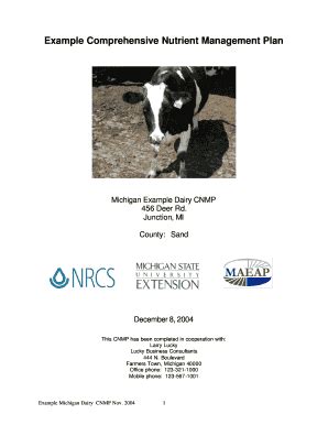 Fillable Online Example Comprehensive Nutrient Management Plan Fax