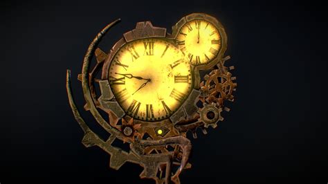 broken steampunk clock    model  vasskacsohunor