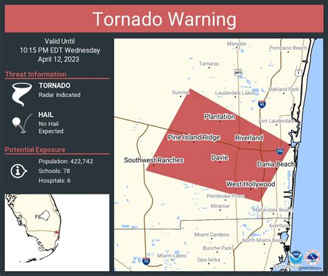 Nws Tornado On Twitter Tornado Warning Including Davie Fl Plantation Fl And Lauderhill Fl