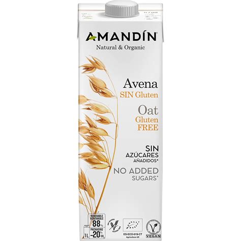 Bebida de avena ecológica sin gluten y sin azúcares añadidos brik 1 l