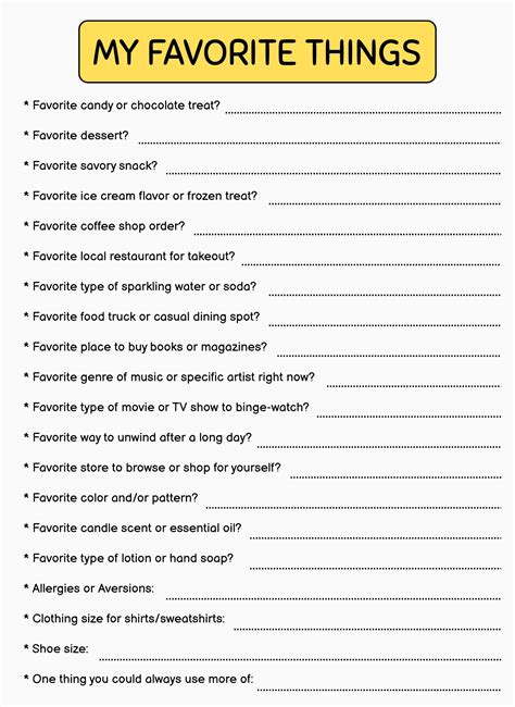 Favorite List Template