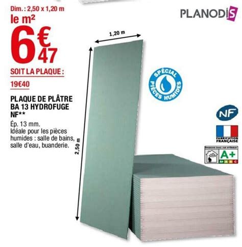 Promo Plaque De Pl Tre Ba Hydrofuge Nf Chez Brico D P T