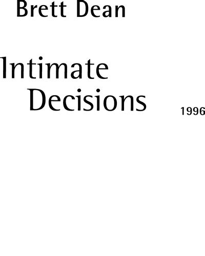 Intimate Decisions Sheet Music By Brett Dean Nkoda