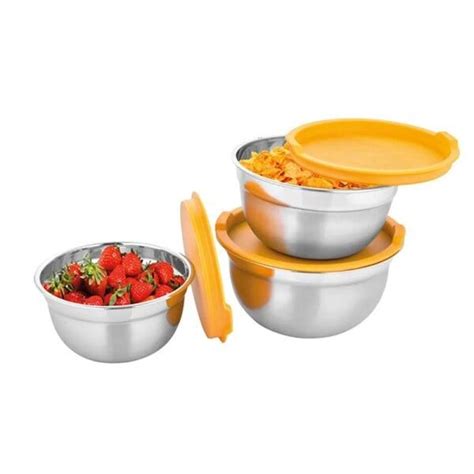 Conjunto Potes Bowls Inox Excelente Acabamento Tampa Yazi