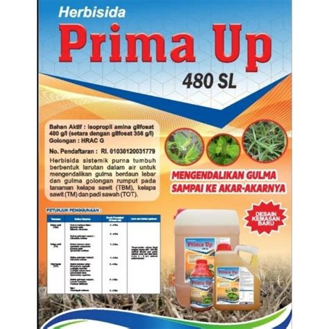 Jual Prima Up 480SL 1 Liter Herbisida Racun Rumput Pest Shopee