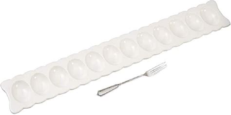 Mud Pie Deviled Egg Tray Set With Fork Serving Dish One Size White Deviled Egg