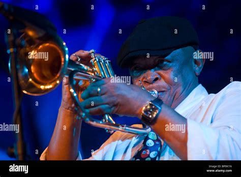 Hugh Masekela South African trumpet legend playing flugelhorn with his ...