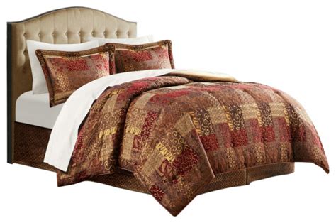 Croscill Galleria Traditional Patchwork 4 Piece Comforter Set King Contemporary Comforters