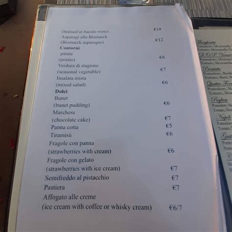 Menu Au Osteria Pizzeria Per Bacco La Morra