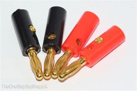 Banana Speaker Plugs 4mm Gold Plated 2 X Red 2 X Black Ebay