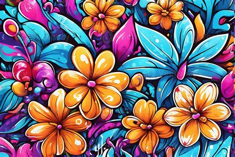 Flower Graffiti Wallpaper, Graffiti Background, Floral Graffiti Pattern ...