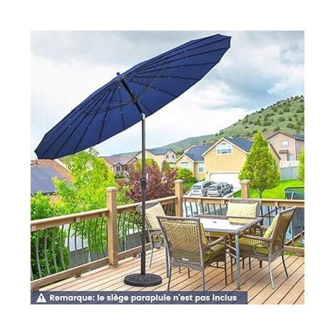 Costway Parasol De Jardin Rond Cm Parasol Avec Baleines En