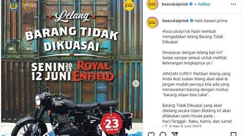 Buat Penggemar Moge Bea Cukai Lelang Unit Royal Enfield Patok