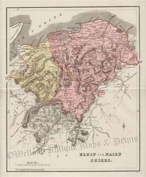 Elgin And Nairn Shires By W H Lizars C Welland Antique Maps