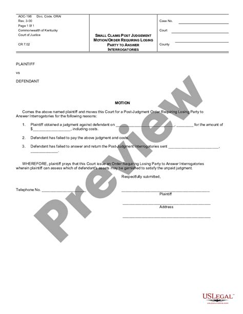 Pro Se Motion Form Kentucky Form US Legal Forms