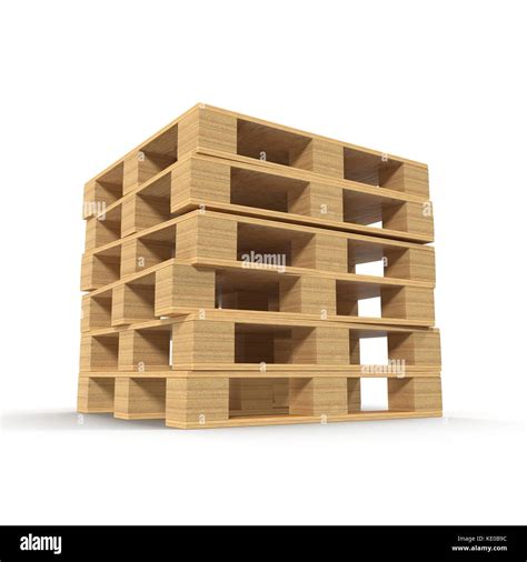 Wooden Pallets Stacked On Top Of One Another Isolated On White 3d