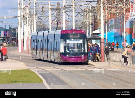 New Blackpool Tramway In Operation Along The Resorts Seafront Stock