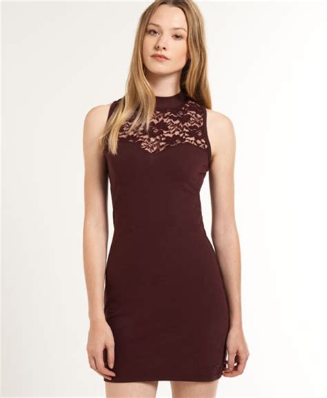 Womens Sweetheart Bodycon Dress In Port Superdry