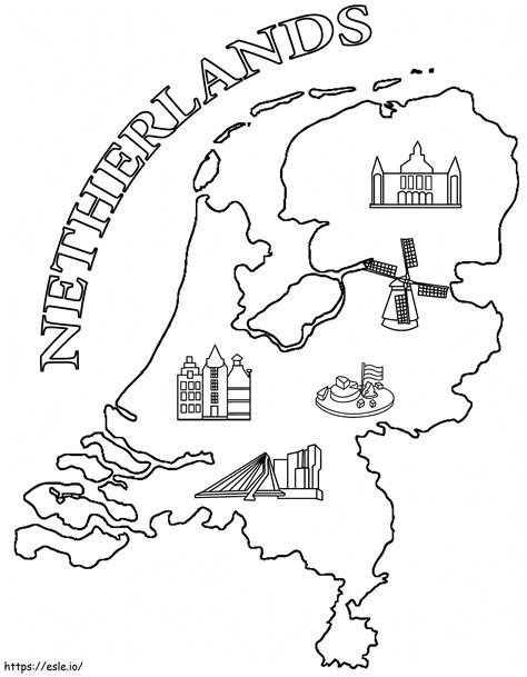 Netherlands Map 1 Coloring Page