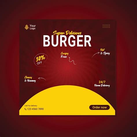 Vector Burgers Social Media Post Banner Template 22873950 Vector Art At Vecteezy