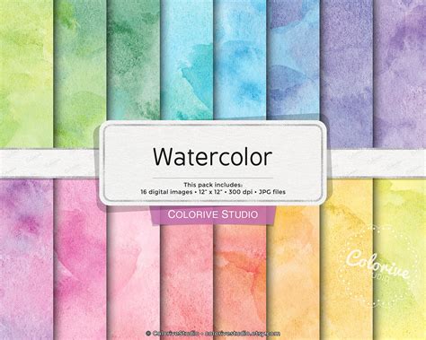 Watercolor Digital Paper Seamless Water Color Background Etsy