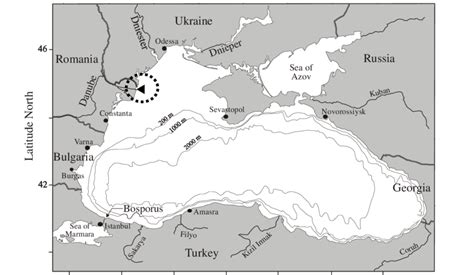 Map Of The Black Sea Depicting The Danube Delta Dotted Black Circle