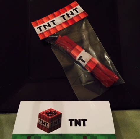 Minecraft Tnt Party Label Toppers Red Licorice Wrapping Instructions