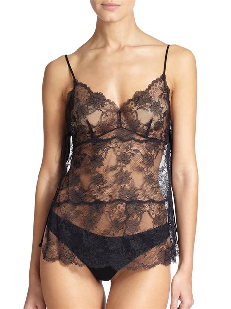 Natori Sheer Lace Camisole In Black Lyst