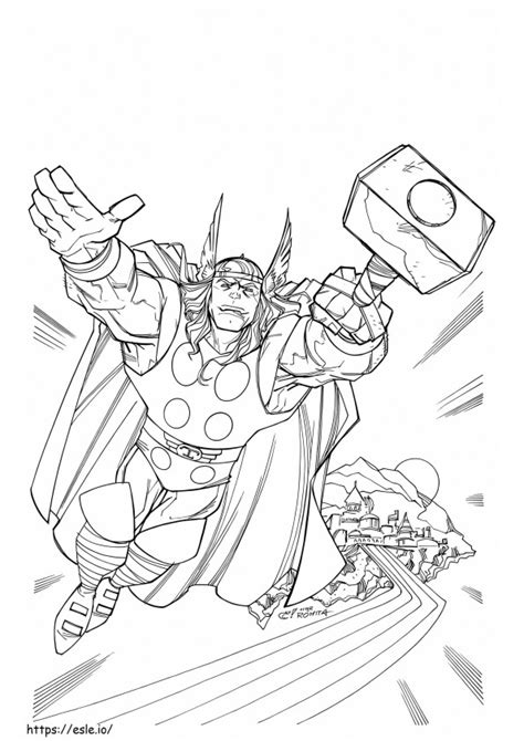 Thor Volando Para Colorear