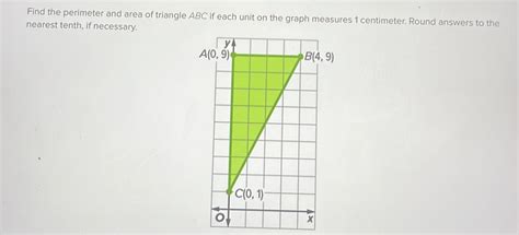 Solved Find The Perimeter And Area Of Triangle Abc If Each Unit On The