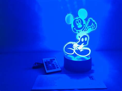 MICKEY MOUSE 3D Night Light Illusion Lamp Usb Remote Control Etsy