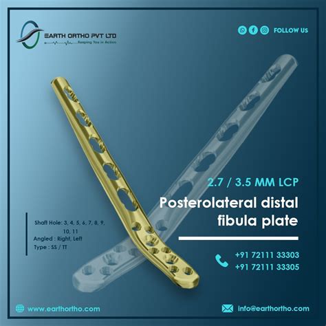 2 7 3 5 Mm LCP Posterolateral Distal Fibula Plate Size 4 Holes To 12