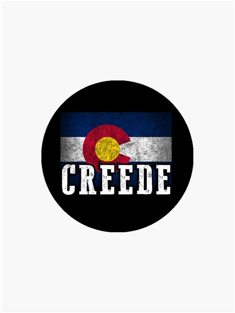 Creede Colorado Flag Distressed Cool Souvenir T Black Sticker By