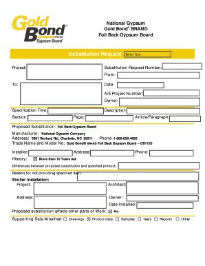 Fillable Online Substitution Request National Gypsum Fax Email Print