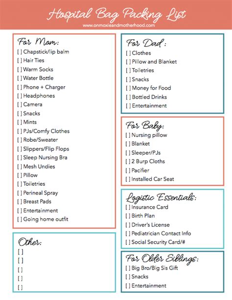 Hospital Bag Packing List What You Really Need Free Printable