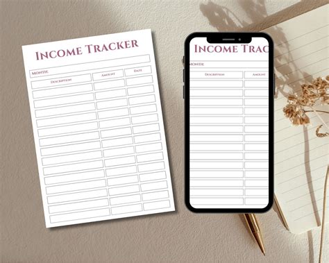 Income Tracker Printable Income Planner Income Journal Income